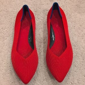 Bairly Worn Red Rothy's Point II Flats